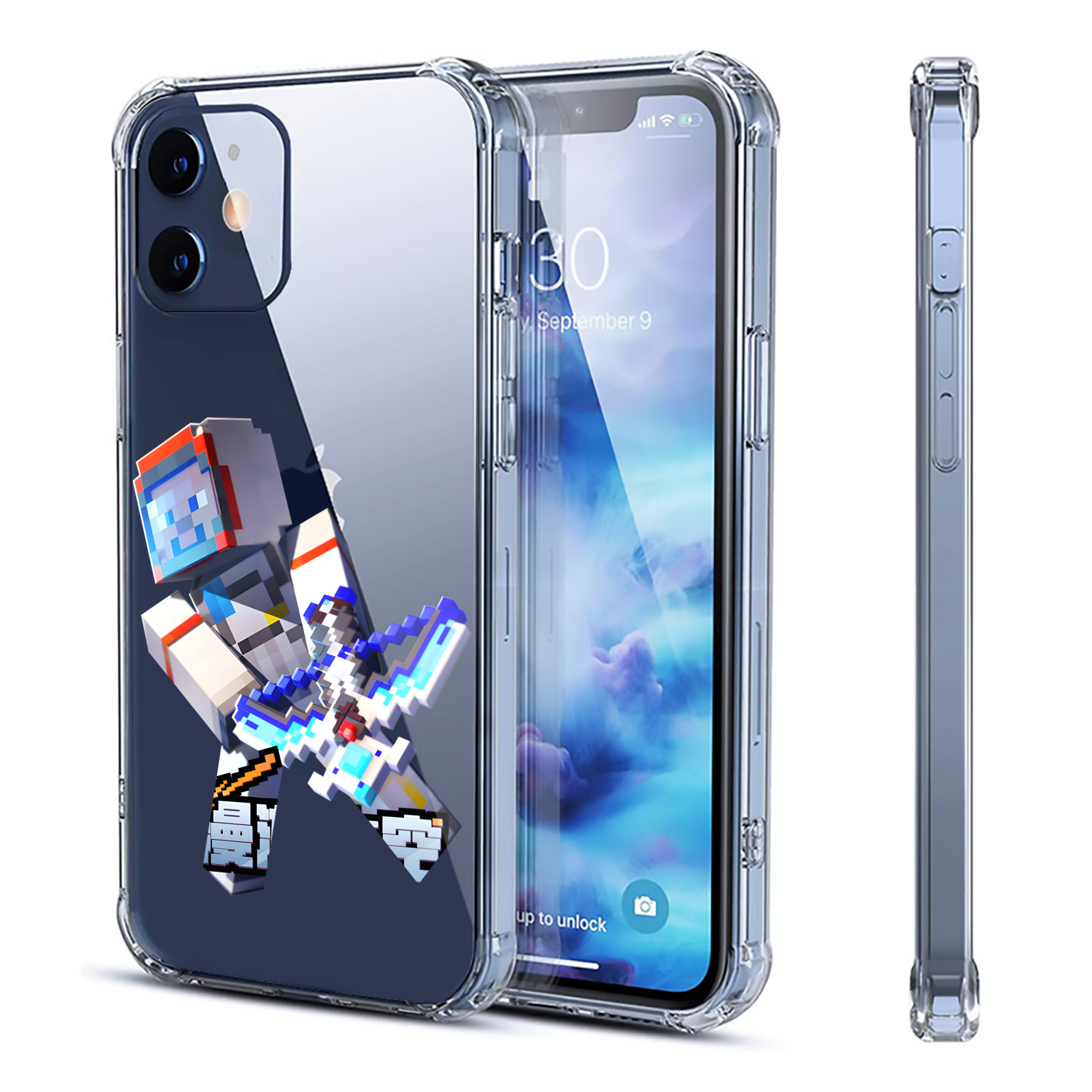 （画像用） マインクラフト ブロックの世界 Minecraft MC Block world 【iPhone 12シリーズ対応】透明スマホケース（クリアソフトケース）